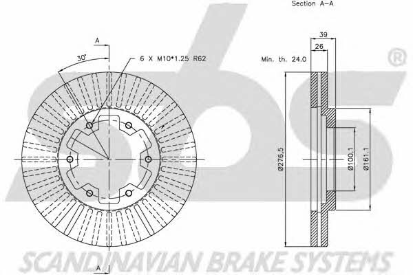 SBS 1815202250 Front brake disc ventilated 1815202250