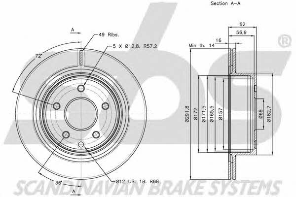 SBS 1815202261 Rear ventilated brake disc 1815202261