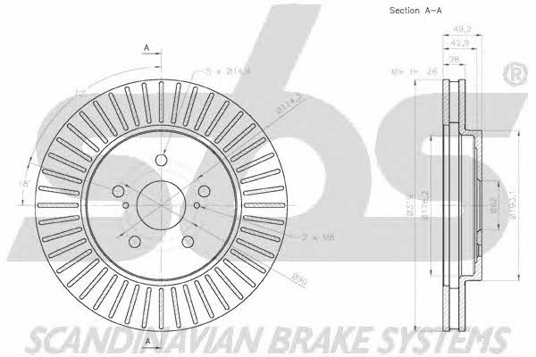 SBS 18152045168 Front brake disc ventilated 18152045168