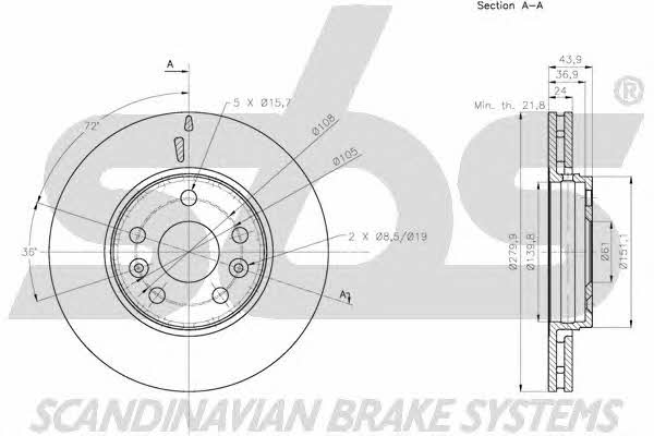 SBS 1815203974 Front brake disc ventilated 1815203974