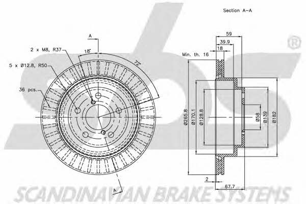 SBS 1815204411 Rear ventilated brake disc 1815204411