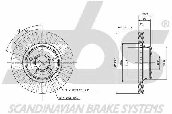 SBS 1815204412 Front brake disc ventilated 1815204412
