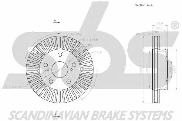 SBS 18152045138 Front brake disc ventilated 18152045138