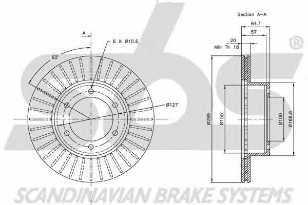 SBS 1815209948 Front brake disc ventilated 1815209948