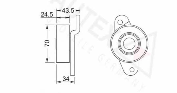 Autex 641530 V-ribbed belt tensioner (drive) roller 641530