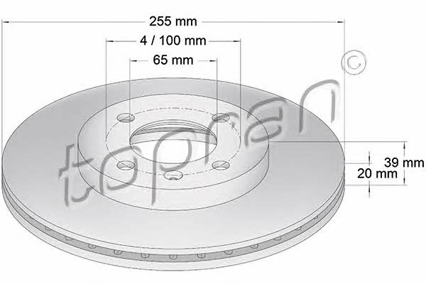 Topran 103 408 Front brake disc ventilated 103408