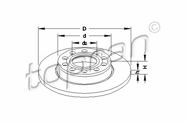 Topran 109 527 Rear brake disc, non-ventilated 109527