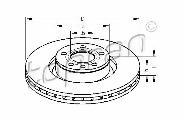 Topran 110 309 Front brake disc ventilated 110309