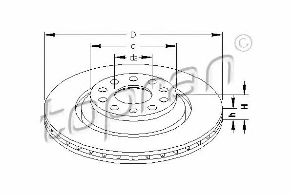 Topran 110 418 Rear ventilated brake disc 110418