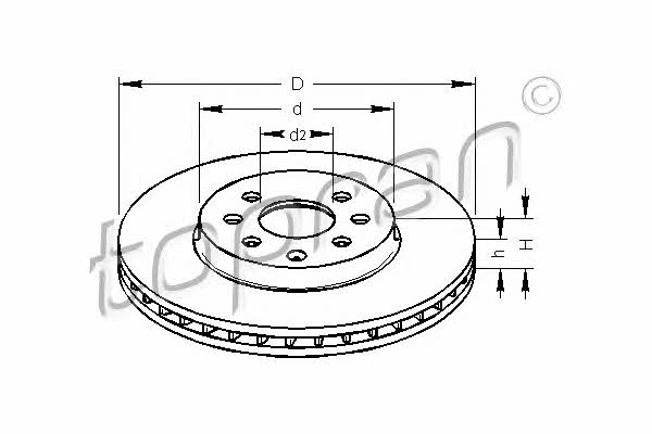Topran 207 179 Front brake disc ventilated 207179