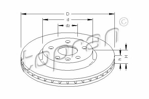 Topran 207 809 Front brake disc ventilated 207809