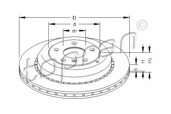 Topran 401 937 Rear ventilated brake disc 401937
