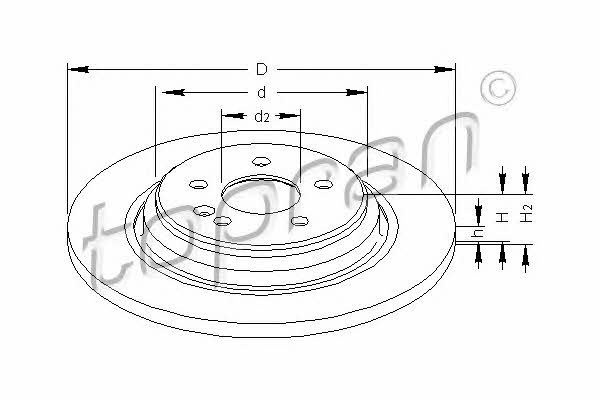 Topran 401 402 Rear brake disc, non-ventilated 401402