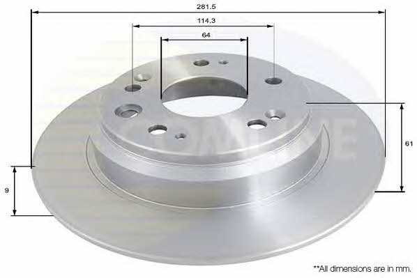 Comline ADC0551 Rear brake disc, non-ventilated ADC0551