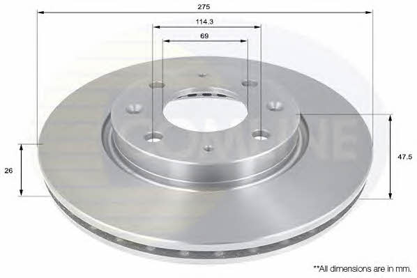 Comline ADC1053V Front brake disc ventilated ADC1053V