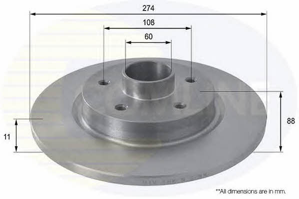 Comline ADC3029 Rear brake disc, non-ventilated ADC3029