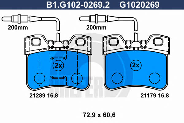 Galfer B1.G102-0269.2 Brake Pad Set, disc brake B1G10202692