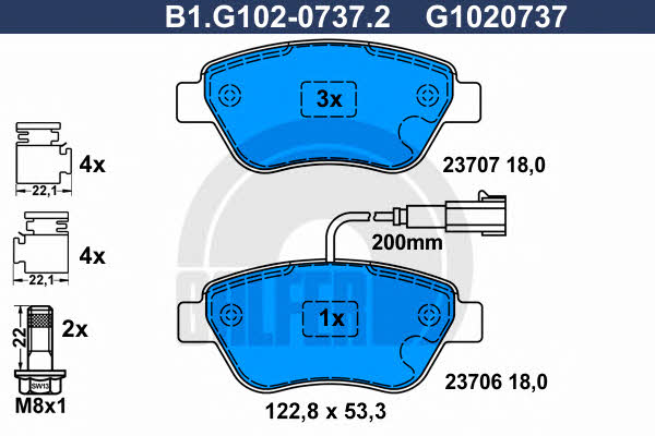 Galfer B1.G102-0737.2 Brake Pad Set, disc brake B1G10207372