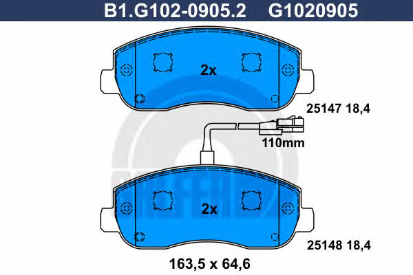 Galfer B1.G102-0905.2 Brake Pad Set, disc brake B1G10209052