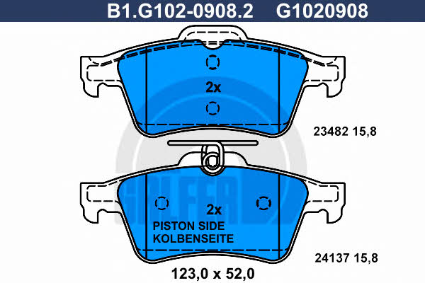 Galfer B1.G102-0908.2 Brake Pad Set, disc brake B1G10209082