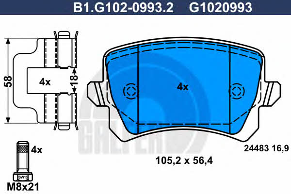 Galfer B1.G102-0993.2 Brake Pad Set, disc brake B1G10209932
