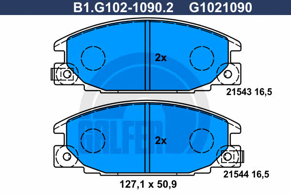 Galfer B1.G102-1090.2 Brake Pad Set, disc brake B1G10210902