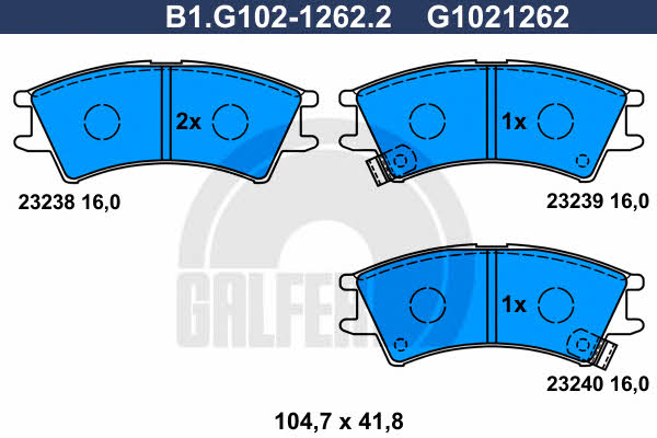 Galfer B1.G102-1262.2 Brake Pad Set, disc brake B1G10212622