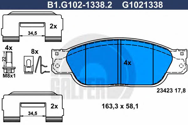 Galfer B1.G102-1338.2 Brake Pad Set, disc brake B1G10213382