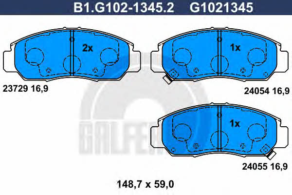 Galfer B1.G102-1345.2 Brake Pad Set, disc brake B1G10213452