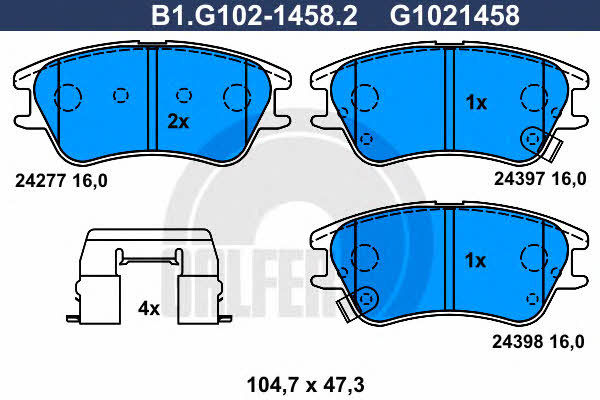 Galfer B1.G102-1458.2 Brake Pad Set, disc brake B1G10214582
