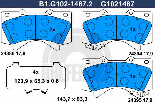 Galfer B1.G102-1487.2 Brake Pad Set, disc brake B1G10214872
