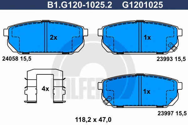 Galfer B1.G120-1025.2 Brake Pad Set, disc brake B1G12010252