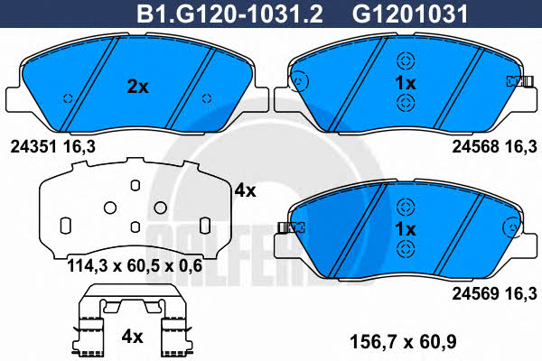 Galfer B1.G120-1031.2 Brake Pad Set, disc brake B1G12010312