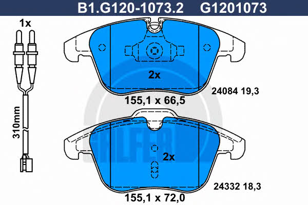 Galfer B1.G120-1073.2 Brake Pad Set, disc brake B1G12010732