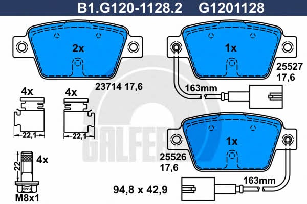 Galfer B1.G120-1128.2 Brake Pad Set, disc brake B1G12011282