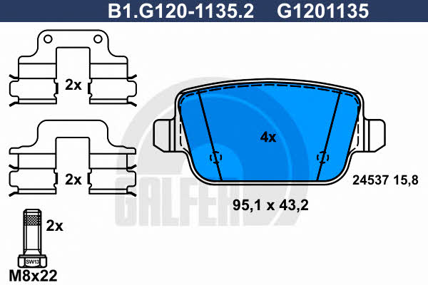 Galfer B1.G120-1135.2 Brake Pad Set, disc brake B1G12011352