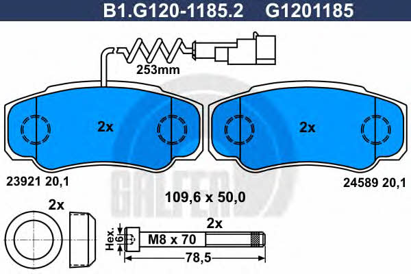 Galfer B1.G120-1185.2 Brake Pad Set, disc brake B1G12011852