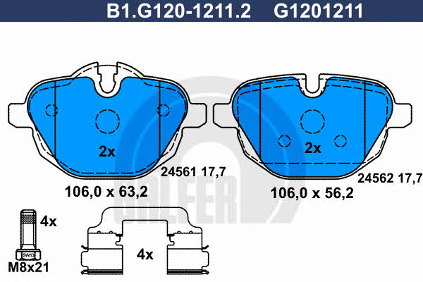 Galfer B1.G120-1211.2 Brake Pad Set, disc brake B1G12012112