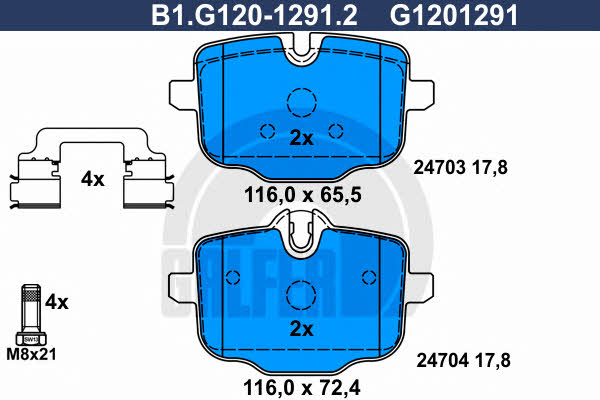 Galfer B1.G120-1291.2 Brake Pad Set, disc brake B1G12012912