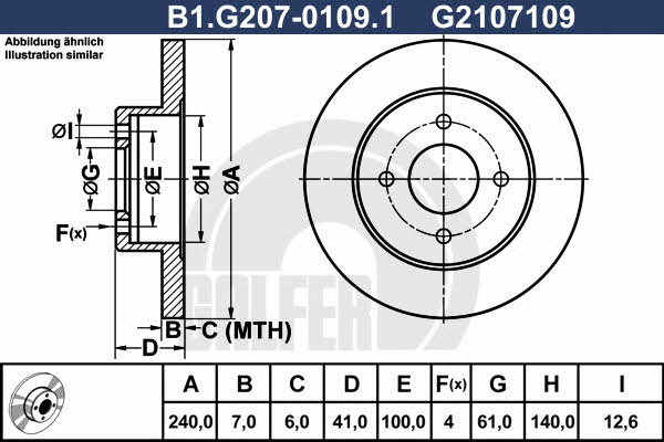 Galfer B1.G207-0109.1 Rear brake disc, non-ventilated B1G20701091