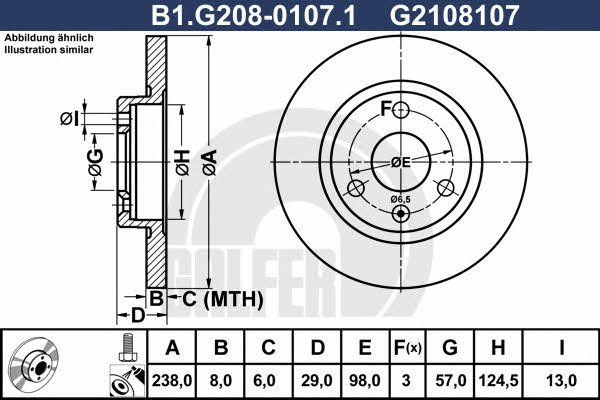 Galfer B1.G208-0107.1 Unventilated front brake disc B1G20801071