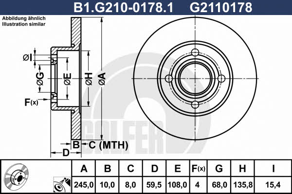 Galfer B1.G210-0178.1 Rear brake disc, non-ventilated B1G21001781