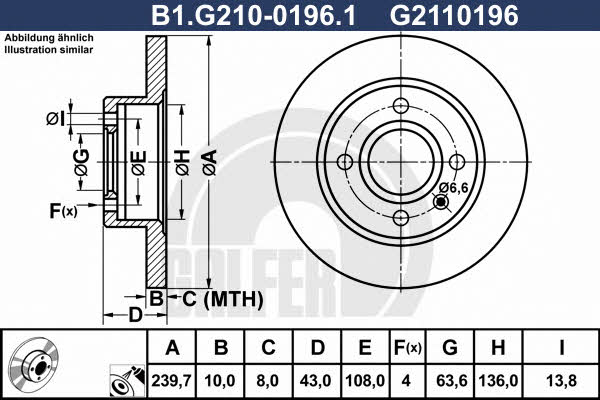 Galfer B1.G210-0196.1 Unventilated front brake disc B1G21001961