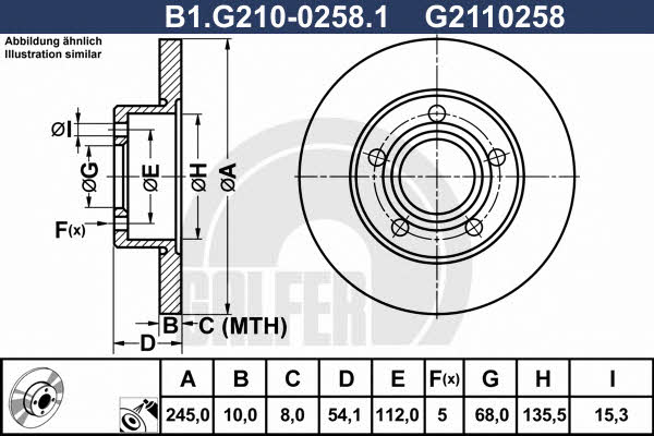Galfer B1.G210-0258.1 Rear brake disc, non-ventilated B1G21002581