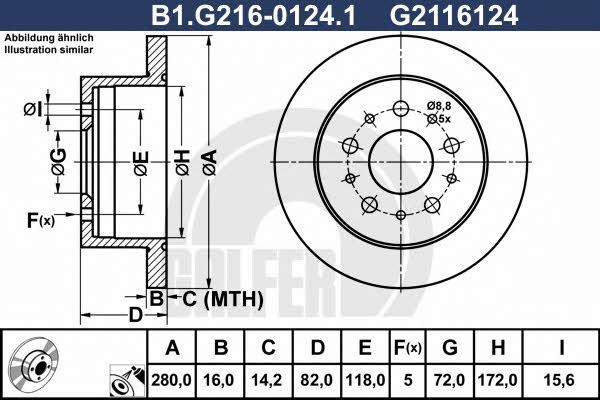 Galfer B1.G216-0124.1 Rear brake disc, non-ventilated B1G21601241