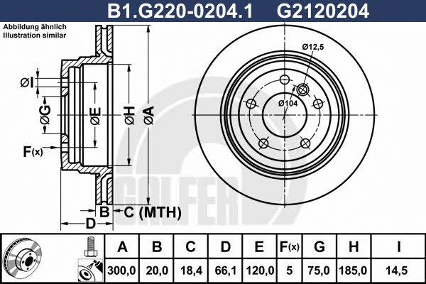 Galfer B1.G220-0204.1 Rear ventilated brake disc B1G22002041