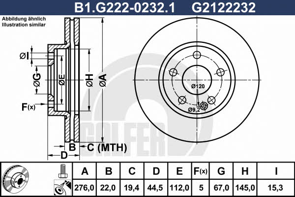 Galfer B1.G222-0232.1 Front brake disc ventilated B1G22202321