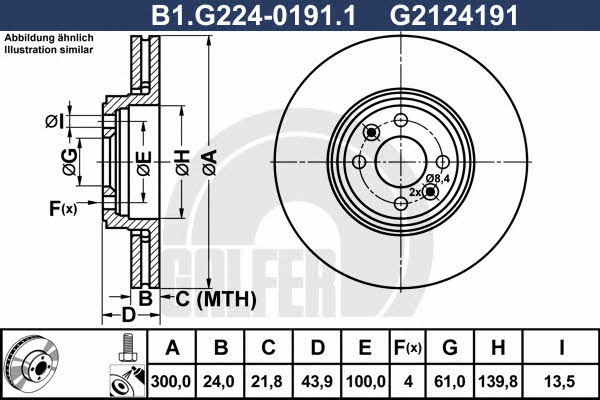 Galfer B1.G224-0191.1 Front brake disc ventilated B1G22401911
