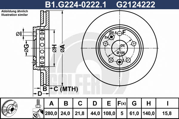 Galfer B1.G224-0222.1 Front brake disc ventilated B1G22402221