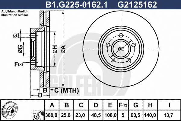Galfer B1.G225-0162.1 Front brake disc ventilated B1G22501621